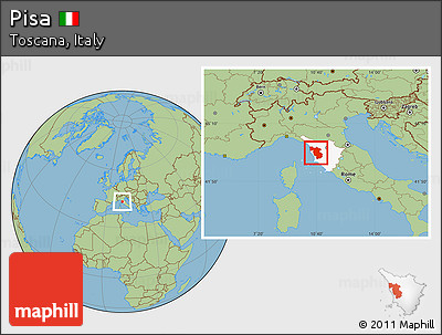 Savanna Style Location Map of Pisa, highlighted parent region