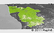 Physical Panoramic Map of Pisa, darken, desaturated