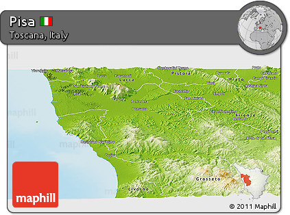 Physical Panoramic Map of Pisa