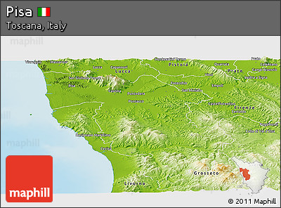 Physical Panoramic Map of Pisa