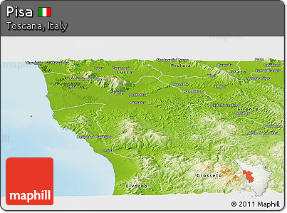 Physical Panoramic Map of Pisa
