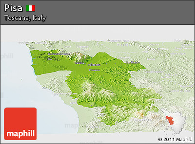 Physical Panoramic Map of Pisa, lighten