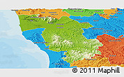 Physical Panoramic Map of Pisa, political outside