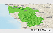 Political Panoramic Map of Pisa, shaded relief outside