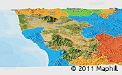 Satellite Panoramic Map of Pisa, political outside