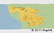 Savanna Style Panoramic Map of Pisa, single color outside