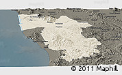 Shaded Relief Panoramic Map of Pisa, darken