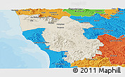 Shaded Relief Panoramic Map of Pisa, political outside