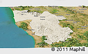 Shaded Relief Panoramic Map of Pisa, satellite outside