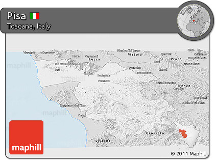 Silver Style Panoramic Map of Pisa