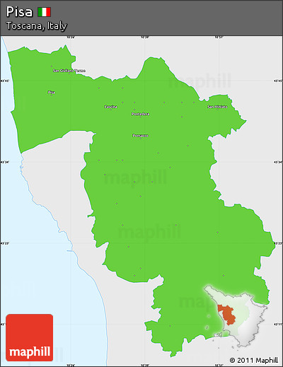 Political Simple Map of Pisa, single color outside