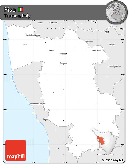 Silver Style Simple Map of Pisa
