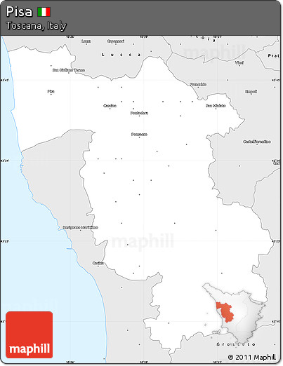 Silver Style Simple Map of Pisa