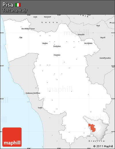 Silver Style Simple Map of Pisa