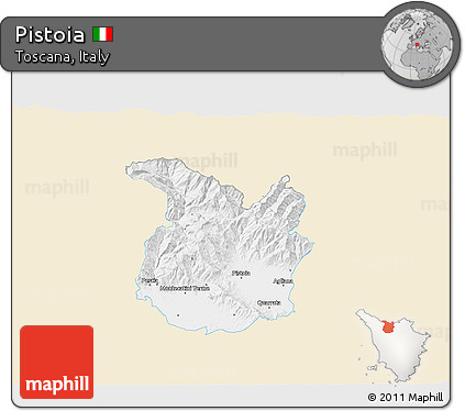 Classic Style 3D Map of Pistoia, single color outside