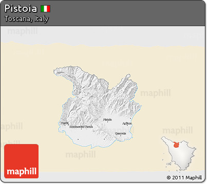 Classic Style 3D Map of Pistoia, single color outside