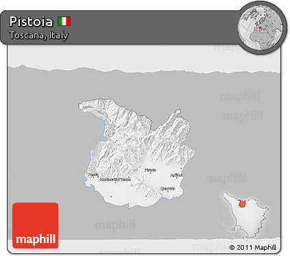 Gray 3D Map of Pistoia, single color outside