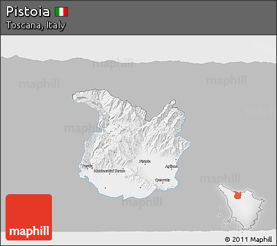 Gray 3D Map of Pistoia, single color outside