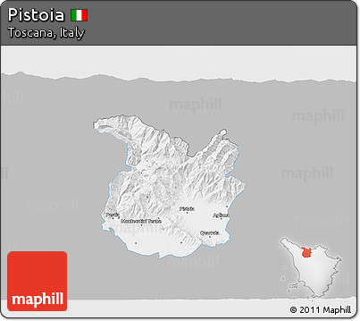 Gray 3D Map of Pistoia, single color outside