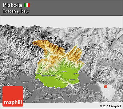 Physical 3D Map of Pistoia, desaturated
