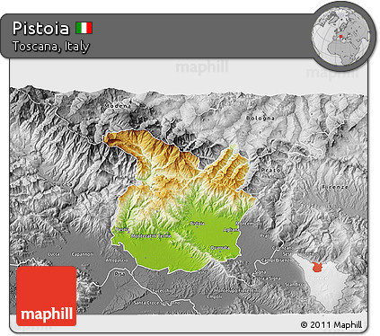 Physical 3D Map of Pistoia, desaturated