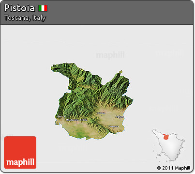 Satellite 3D Map of Pistoia, single color outside