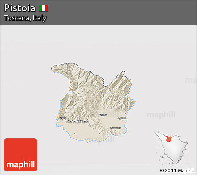 Shaded Relief 3D Map of Pistoia, single color outside