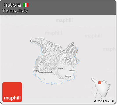 Silver Style 3D Map of Pistoia, single color outside