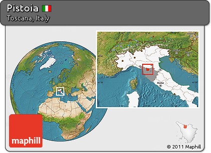 Satellite Location Map of Pistoia, highlighted country, highlighted parent region