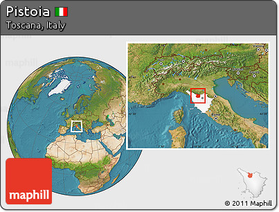 Satellite Location Map of Pistoia, highlighted parent region