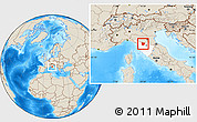 Shaded Relief Location Map of Pistoia, highlighted parent region