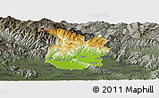 Physical Panoramic Map of Pistoia, darken, semi-desaturated