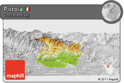 Physical Panoramic Map of Pistoia, lighten, desaturated