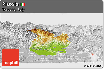 Physical Panoramic Map of Pistoia, lighten, desaturated