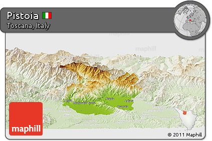 Physical Panoramic Map of Pistoia, lighten