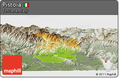 Physical Panoramic Map of Pistoia, semi-desaturated