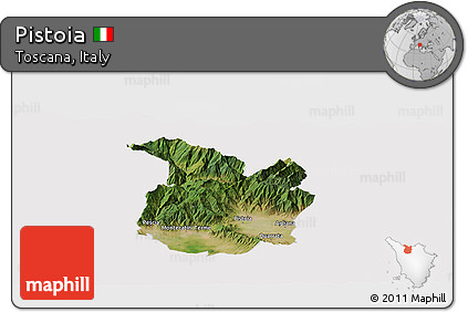 Satellite Panoramic Map of Pistoia, cropped outside