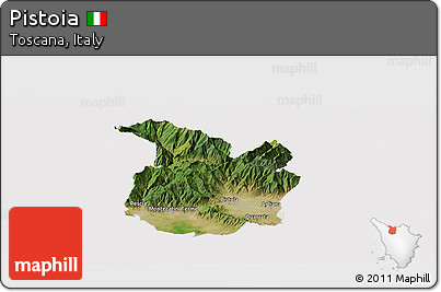 Satellite Panoramic Map of Pistoia, cropped outside