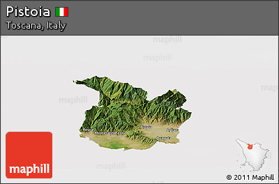 Satellite Panoramic Map of Pistoia, cropped outside