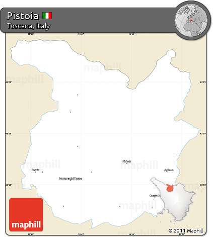 Classic Style Simple Map of Pistoia, single color outside