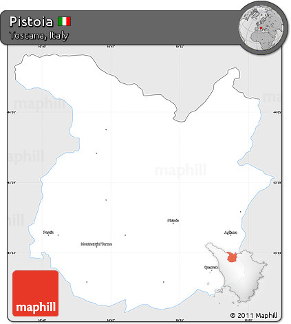 Silver Style Simple Map of Pistoia, single color outside