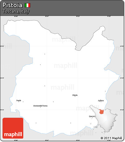 Silver Style Simple Map of Pistoia, single color outside