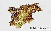 Physical 3D Map of Trentino-Alto Adige, cropped outside