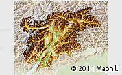 Physical 3D Map of Trentino-Alto Adige, lighten