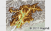 Physical 3D Map of Trentino-Alto Adige, lighten, semi-desaturated
