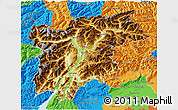 Physical 3D Map of Trentino-Alto Adige, political outside