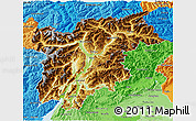 Physical 3D Map of Trentino-Alto Adige, political shades outside