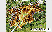 Physical 3D Map of Trentino-Alto Adige, satellite outside