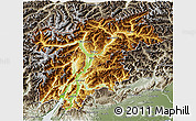 Physical 3D Map of Trentino-Alto Adige, semi-desaturated