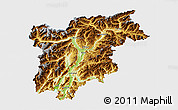 Physical 3D Map of Trentino-Alto Adige, single color outside